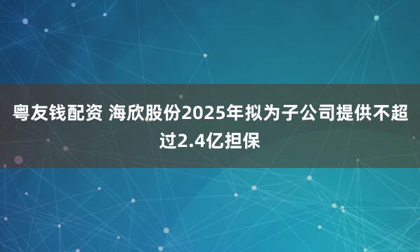 粤友钱配资 海欣股份2025年拟为子公司提供不超过2.4亿担保