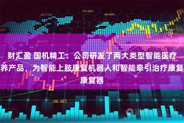 财汇盈 国机精工：公司研发了两大类型智能医疗康养产品，为智能上肢康复机器人和智能牵引治疗康复器